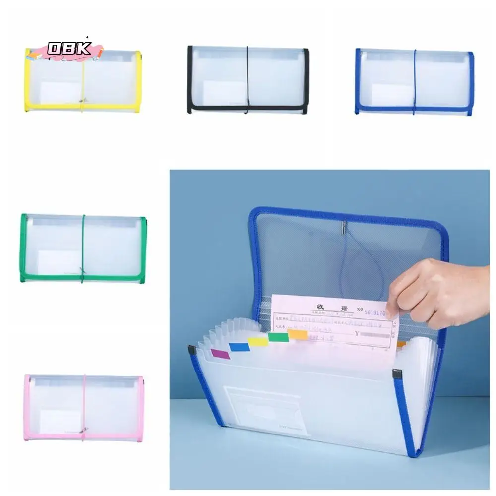 

13Pockets Receipt Storage Bag Colored Labels Transparent Accordian File Bag Waterproof Large Capacity PP Expanding File Folder