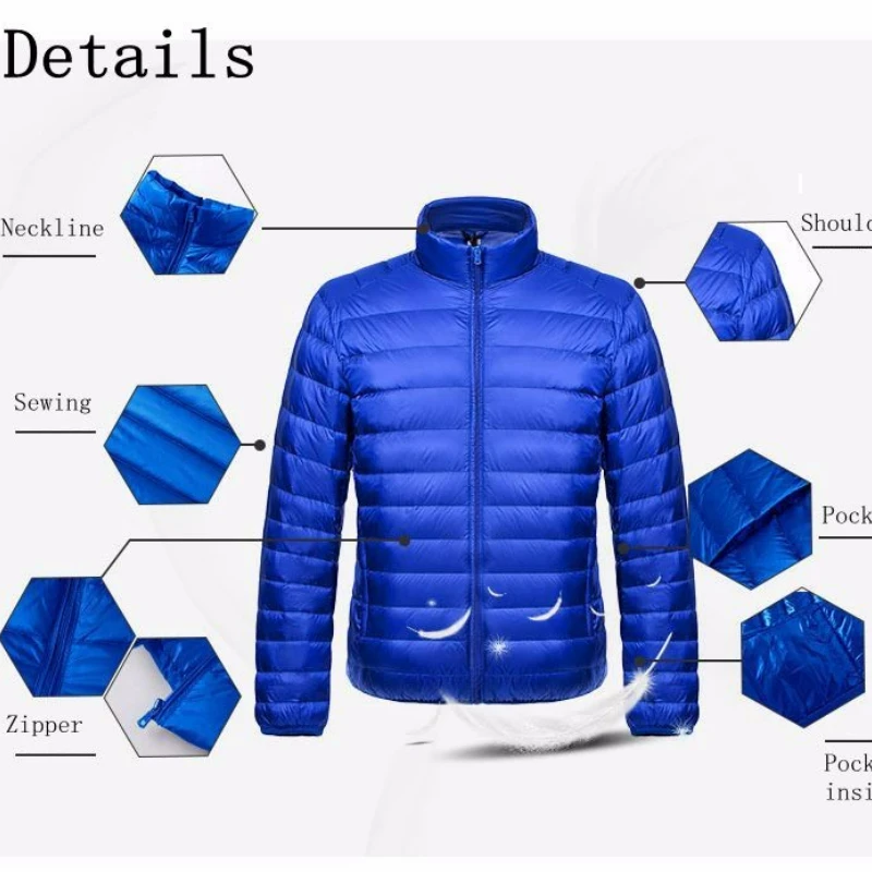 Winter Men\'s Down Jacket Ultra Light Down Jacket Men Windbreaker Feather Jacket Man Lightweight Portable Warm Coat Down Jacket