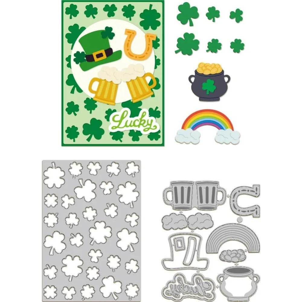 Saint Patrick's Day Clover Background Cutting Dies for Card Making Clover Metal Die Cuts Cutting Dies Template DIY