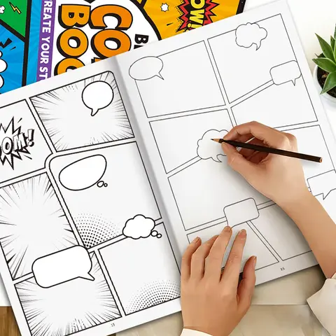 30-Page Blank Comic Book – Storyboard Layouts, Speech Bubbles & Effects. Perfect Sketchbook for Creators, Artists & Gift Lovers
