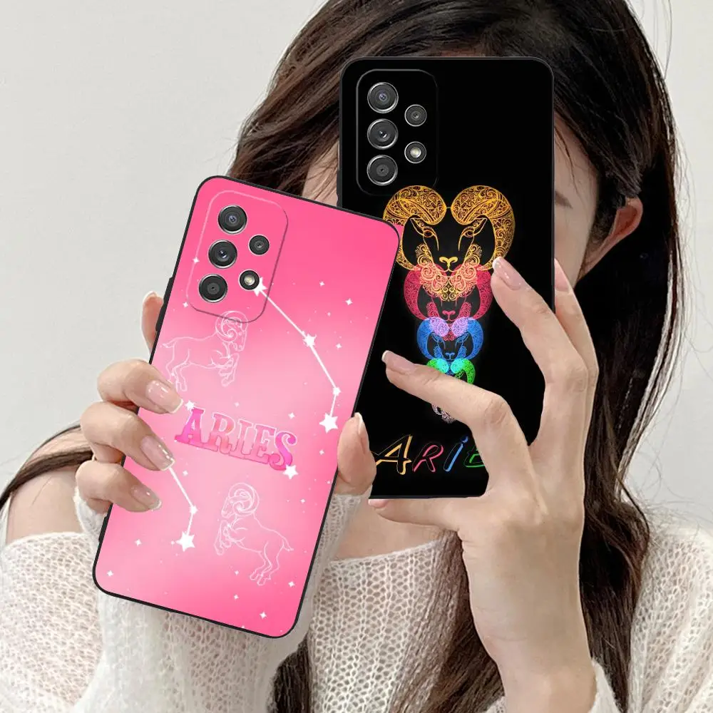 

Чехол для мобильного телефона Zodiac Sign Aries для Samsung Galaxy M55 54 42 35 34 33 32 23 22 15 14 13 12 F55 5G с цветным чехлом для смартфона