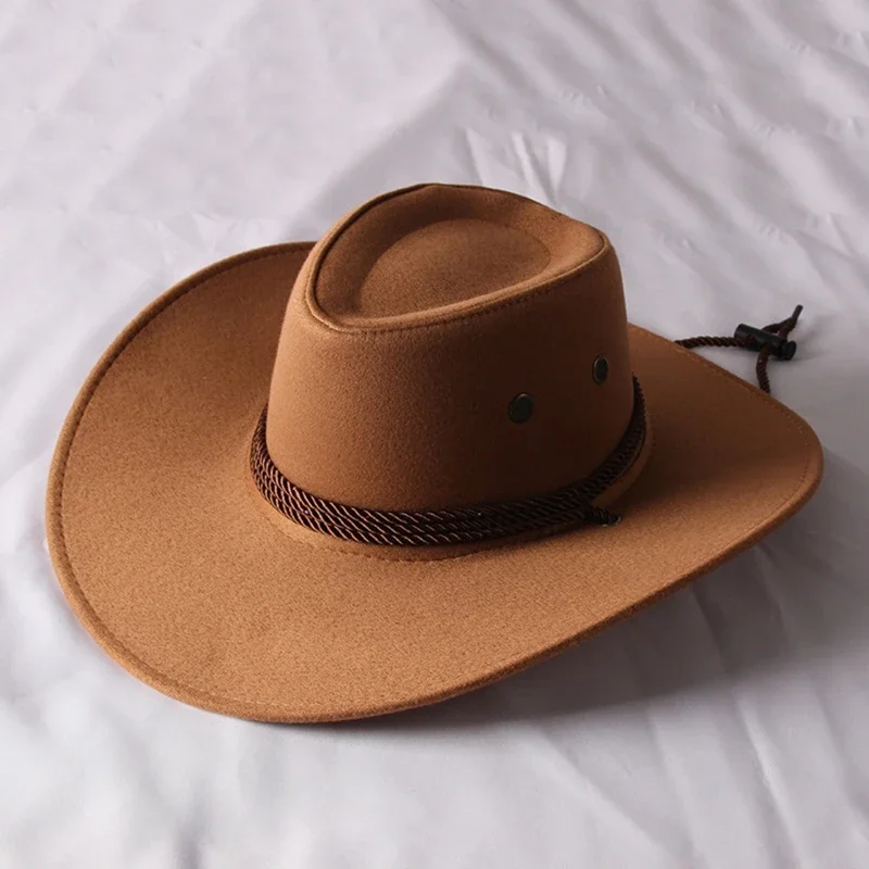 Vintage-Western-Cowboyhut, einfarbig, Basin-Hut, breite Krempe, Jazz-Hut, Outdoor-Sonnenschutz für Wandern, Camping, Reiten – Detail 11