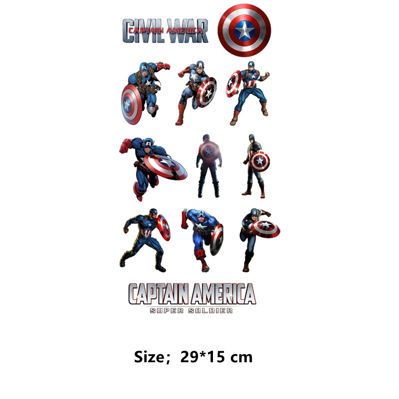 Captain America Kids clothing stickers Patches for clothes Ironing applications