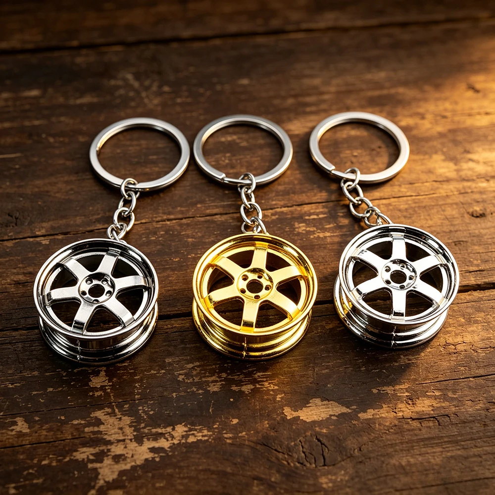 Persönlicher Schlüsselanhänger aus Legierung in Form einer Autofelge, Metall-Reifenring-Schlüsselanhänger, Kreatives Auto-Taschen-Accessoire für Männer, Geschenk – Detail 2
