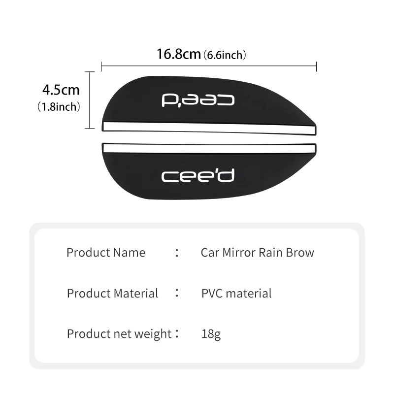 2pcs Car Rearview Mirror Rain Eyebrow Sun Visor Shade Cover For KIA Ceed ED 2006 2007 2008 2009 2010 2011 2012