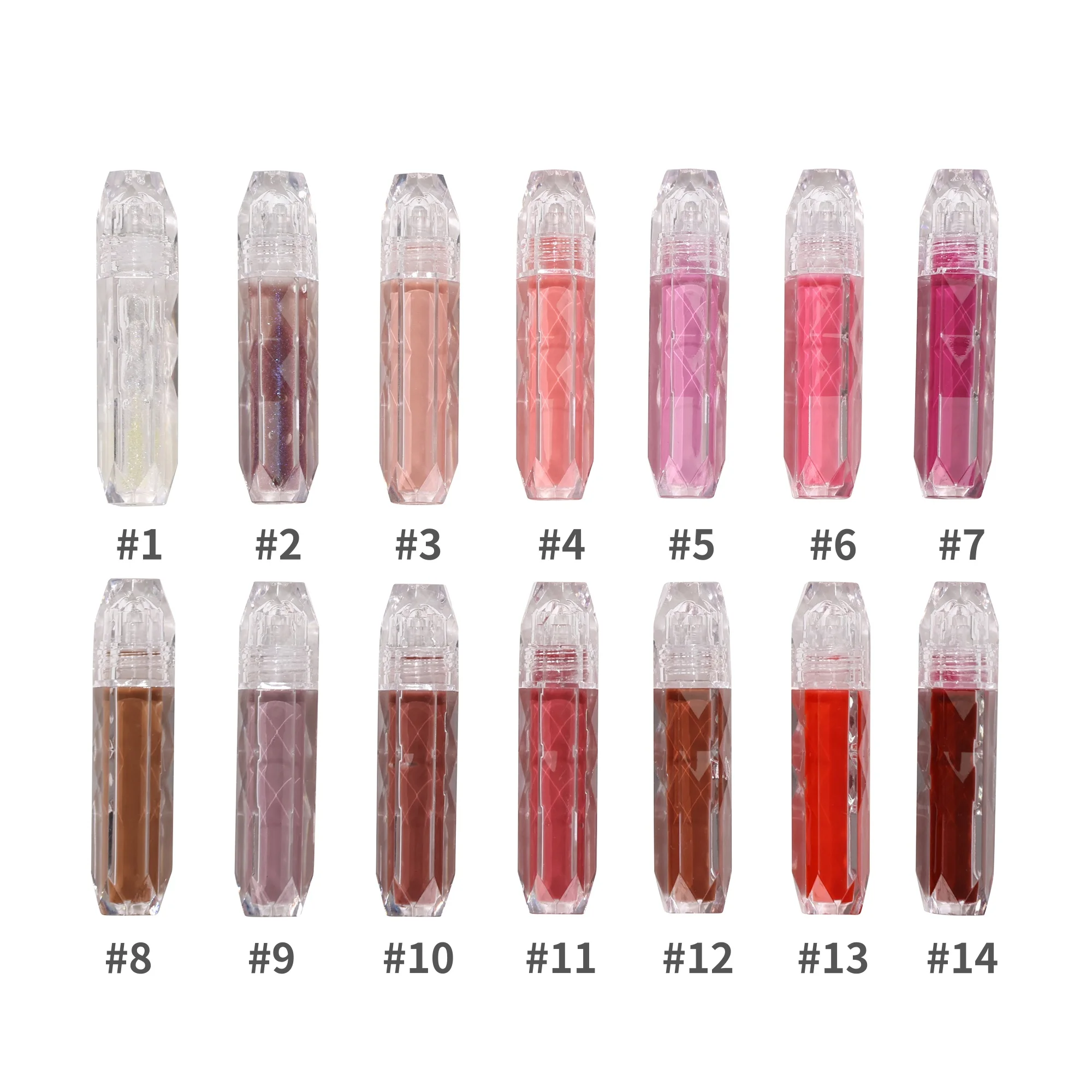 Lip Gloss Custom Label Moisturizing Non-Sticky Long Lasting Plump Nude Red High-shine Lip Glaze Makeup Cosmetics 5pcs