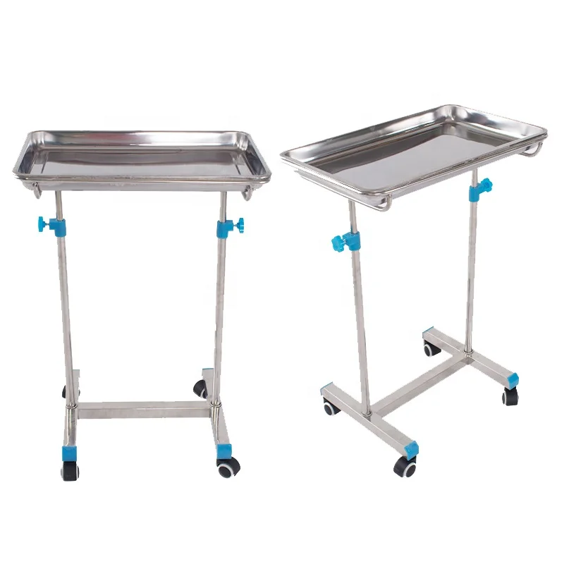 Stainless Steel medical trolley Hospital Tray Cart Height Adjustable Surgical Instrument drug medicine Cart