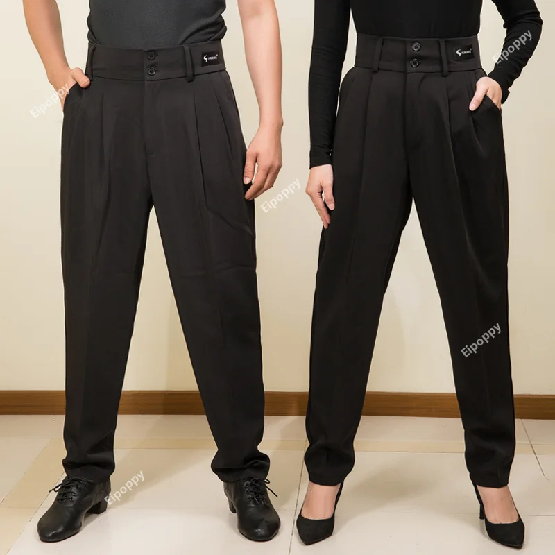 Pantalones de baile latino para hombre y mujer, pantalón de baile de salón de cintura alta, ropa de práctica Cha, pantalones de competición Latina