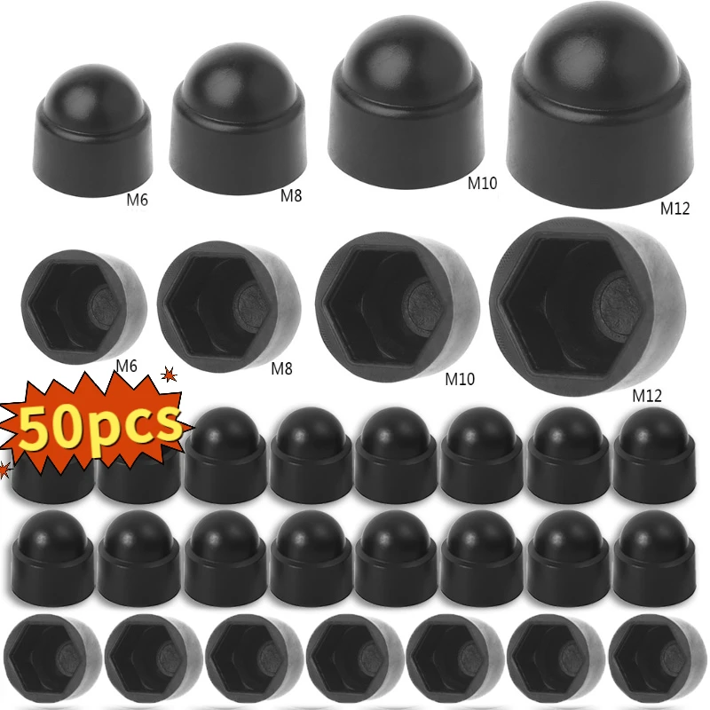 50Pcs Universal Screw Protection Cap Cover Bolt Nuts M6 M8 M10 M12 Exposed Hexagon Plastic Front Rear Door Screw Cap Door Lock