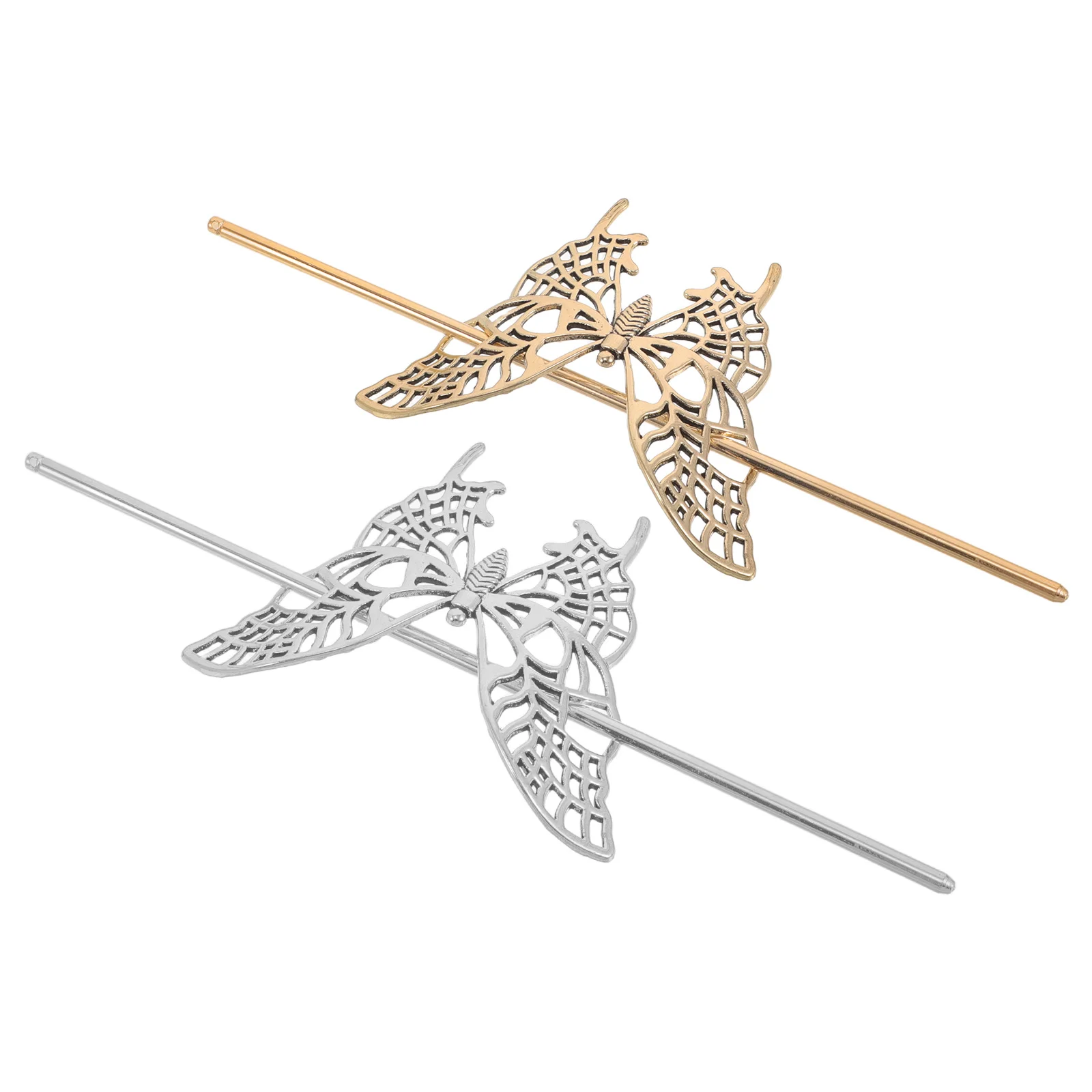 

2pcs Butterfly Hairpin Hollow Design Elegant Metal Retro Charm Smooth Bun Hairpins Updo Chignon Japanese Accessories