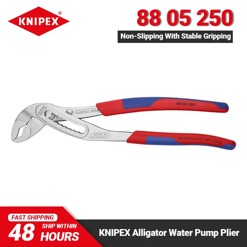 KNIPEX 88 05 250 Alligator Water Pump Pliers with 9 Adjustment positions 10 Inches Hand Tools 61 HRC Robust Construction