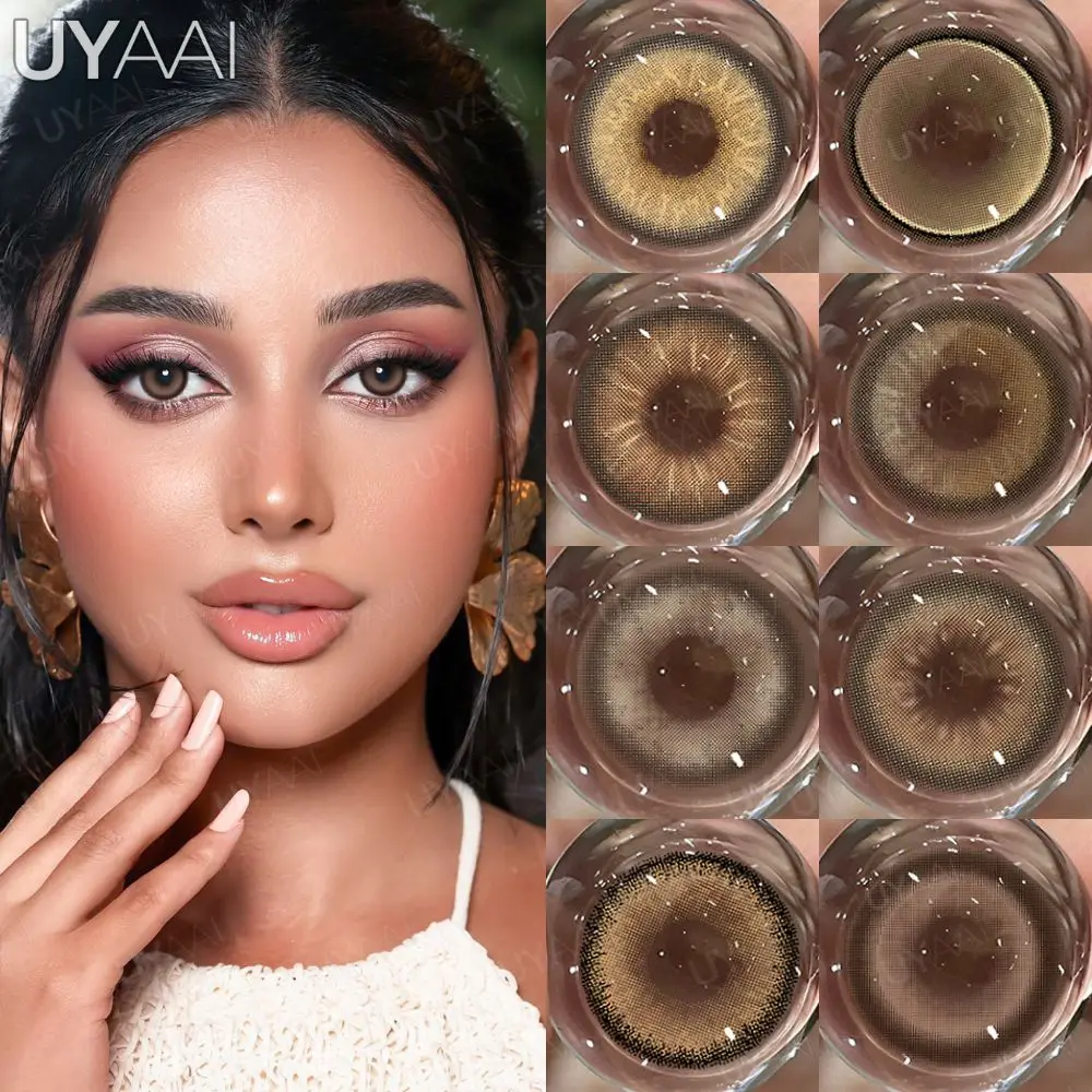 UYAAI, 1 par de lentes de contacto marrones, maquillaje de ojos marrones naturales a la moda, salud de los alumnos, lentes suaves de alta calidad, brillo de ojos de Chocolate