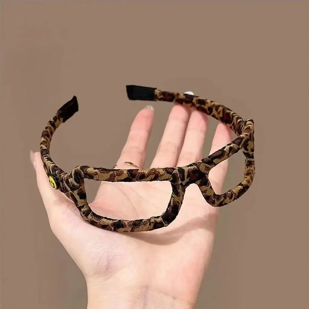 BYL Koreanischer Stil, High-End-Haarband mit Leopardenmuster, Brille, modischer Pony, vielseitige Stirnbänder, Haarschmuck für Frauen und Mädchen