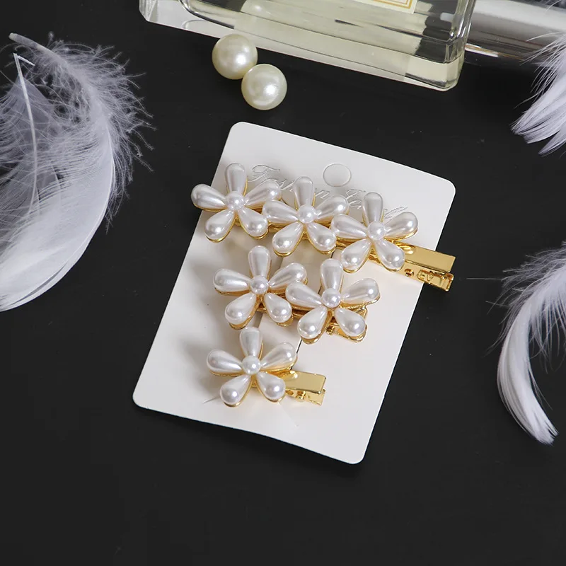 3pcs/set Pearl Alloy Hair Clip Hollow Out Metal Golden Hairpin Non-slip Geometry Barrette Hair Accessories For Women Girls