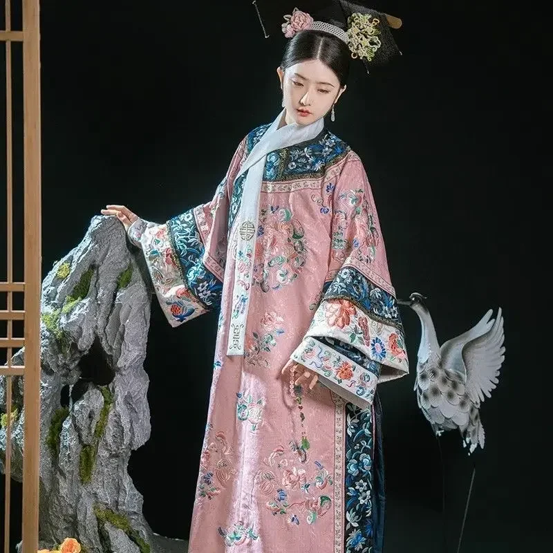 Chinese Hanfu Qing Dynasty Imperial Concubine Stage Performance Costumes Vintage Women Photography Cheongsam Clothing Cosplay