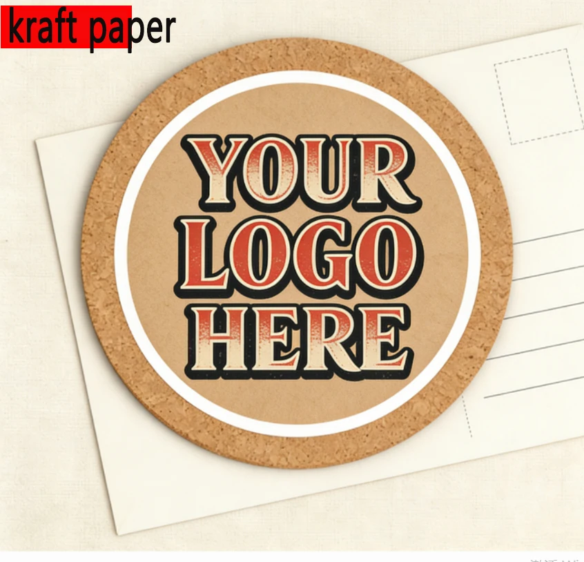 3-6 cm Circular Custom Transparent Waterproof Kraft Paper White Paper Stickers with Custom LOGO/Wedding Stickers/Custom Design S view 5