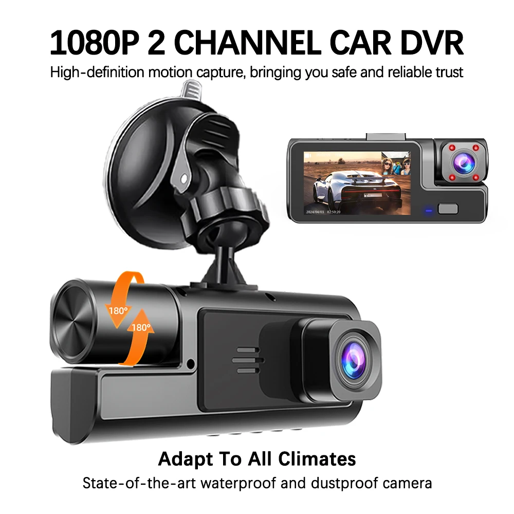 Front & Rear Dash Cam FHD 1080P Dual Lens 170° Wide Angle Night Vision Loop Recording G-Sensor CAR DVR Dashboard Camera
