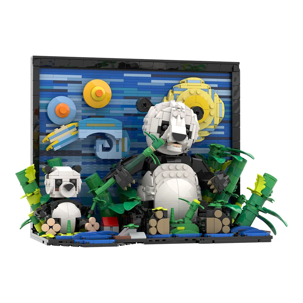 

MOC Ван Гог Панда Строительные Блоки Комплект Животное Искусство Живопись 3D Настенное Искусство Домашний Декор Кирпичи Игрушка Взрослый Подарок Рождественский Подарок