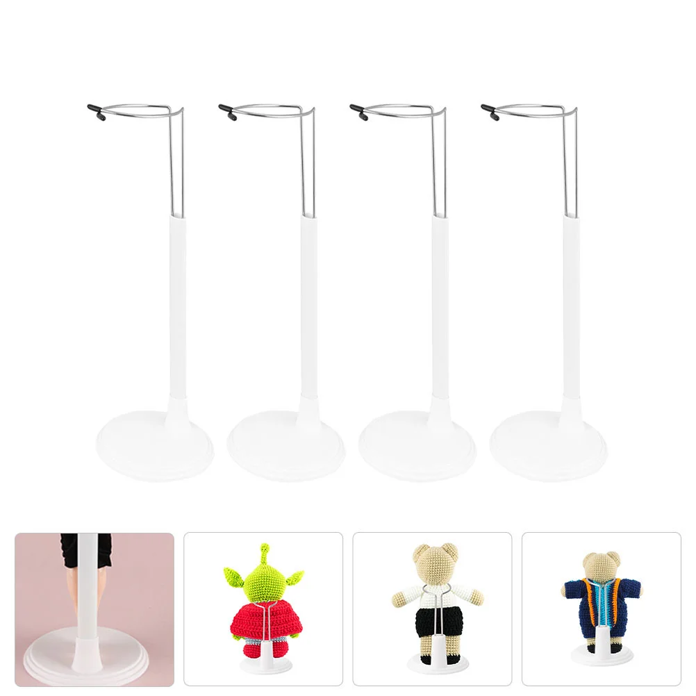 4 Pcs Support Frame Mini Toys Girls Dolls Display Rack Figure Holder Bracket Kids Stand Plastic Iron Base Child Accessory