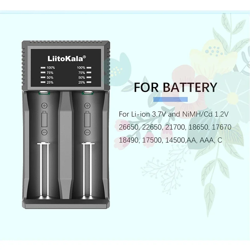 Liitokala-ładowarka akumulatorów litowych, Lii-C2, 21700, 3.7V, 18500, 20700, 14500, 26650, 18650, 1.2V, AAA, AA, NiMH