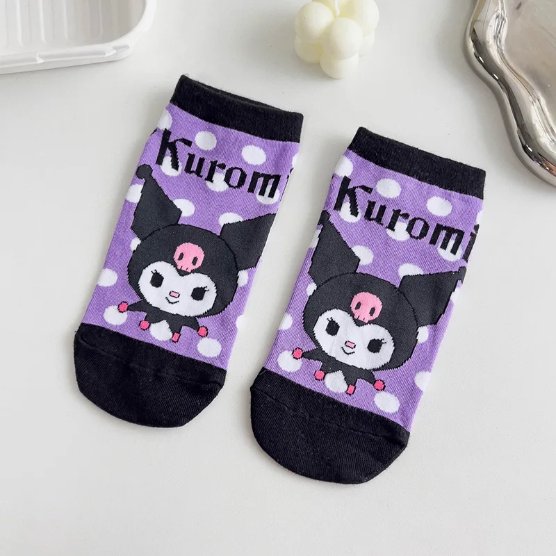 Kawaii Hello Kitty chaussettes anime chaussettes Harajuku bateau chaussettes cinq paires de dessin animé mignon femme imprimé coton chaussettes en gros