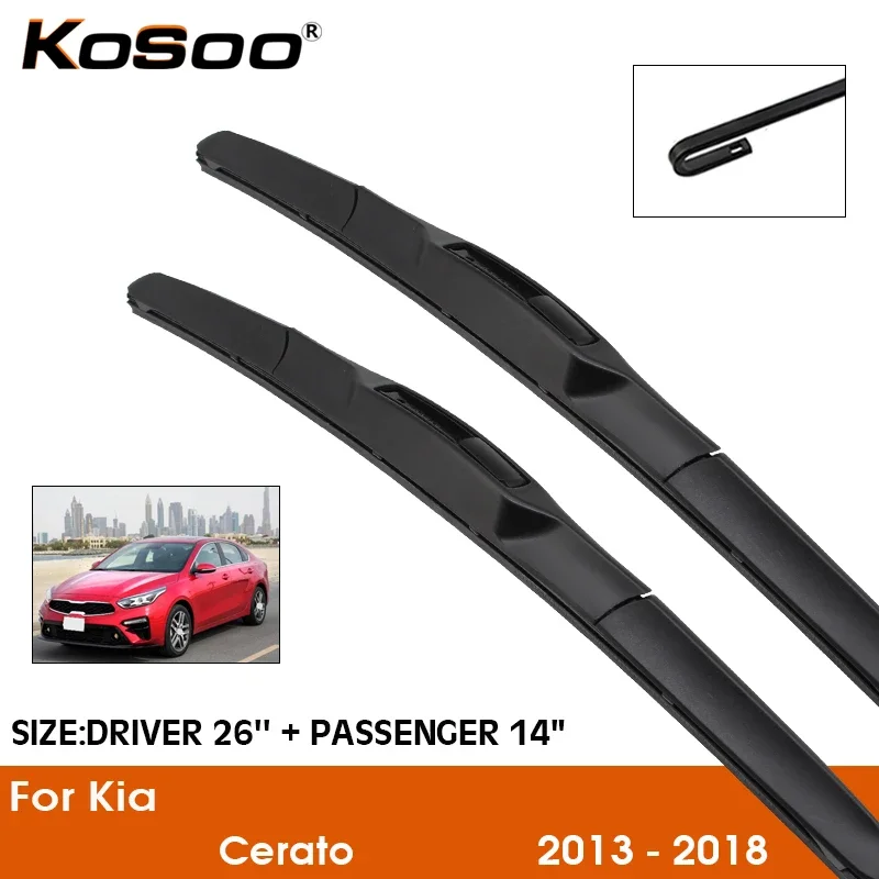 

Car Wiper Blade For KIA Cerato 2013-2018 Windshield Rubber Silicon Refill Front Window Wiper 26"+14" LHD RHD Auto Accessories