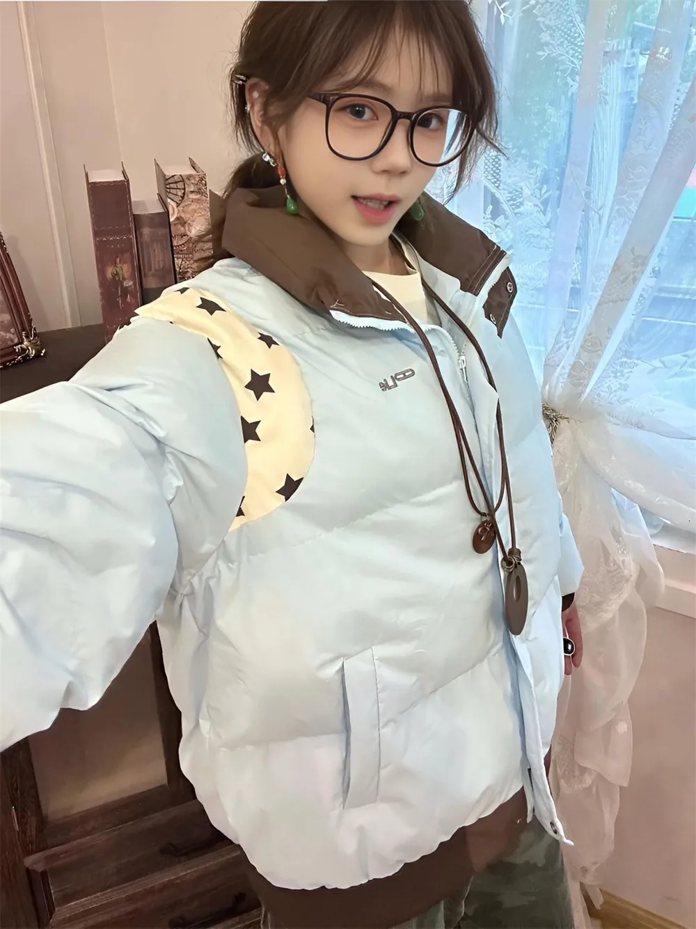 Trendy Brand Women's Loose Fit Collared Cotton Jacket Autumn Winter New Style Small Size Thick Outerwear Short Coat