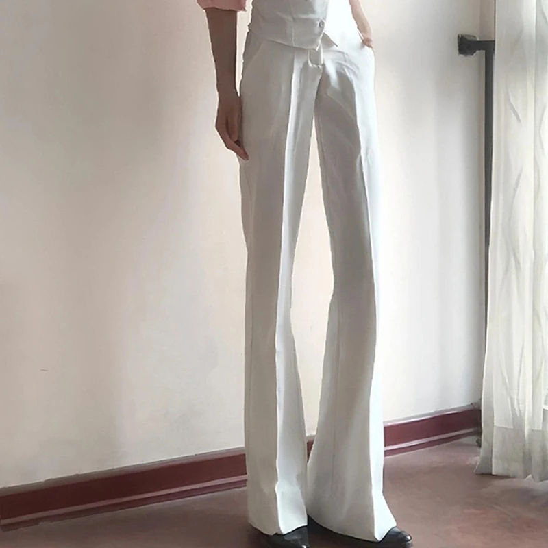 Tall Men's Extended Length Flared Curved Hem American High Street Casual Dress Pants Draped Loose Fit Trousers