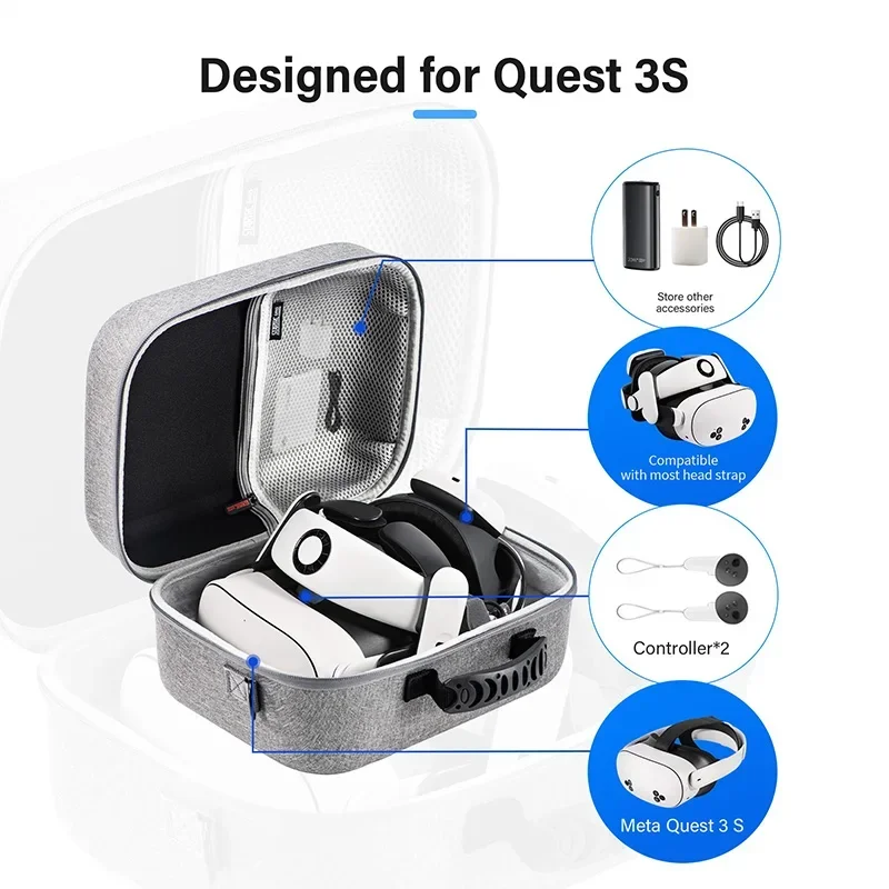 Mask Protective Cover Accessories - Suitable for Meta Quest 3S/3/2 Cooling Fan SiliconeProtective Cover Storage Bag Accessories