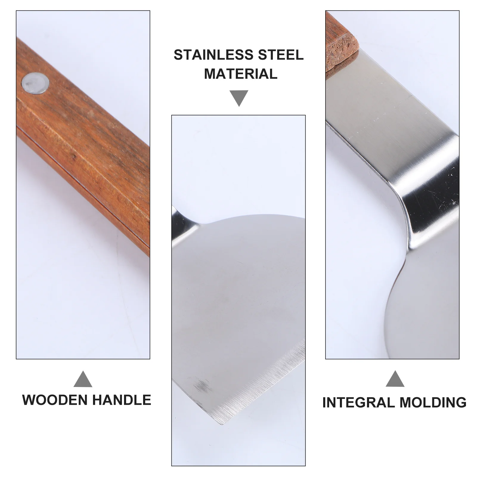 

Solid Wood Handle Pizza Spatula Steak Meat Metal Server Kitchen Flipping Frying