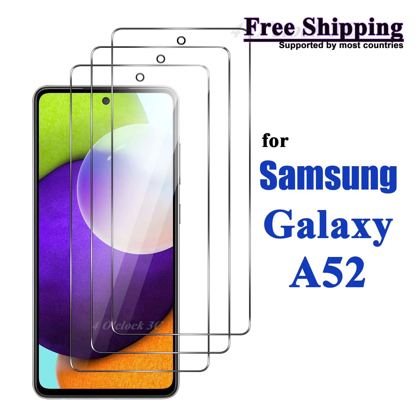 For Samsung Galaxy A52 6.5 inch Screen Protector Tempered Glass Crystal Mica 9H Protective HD Clear Transparent Anti Scratch