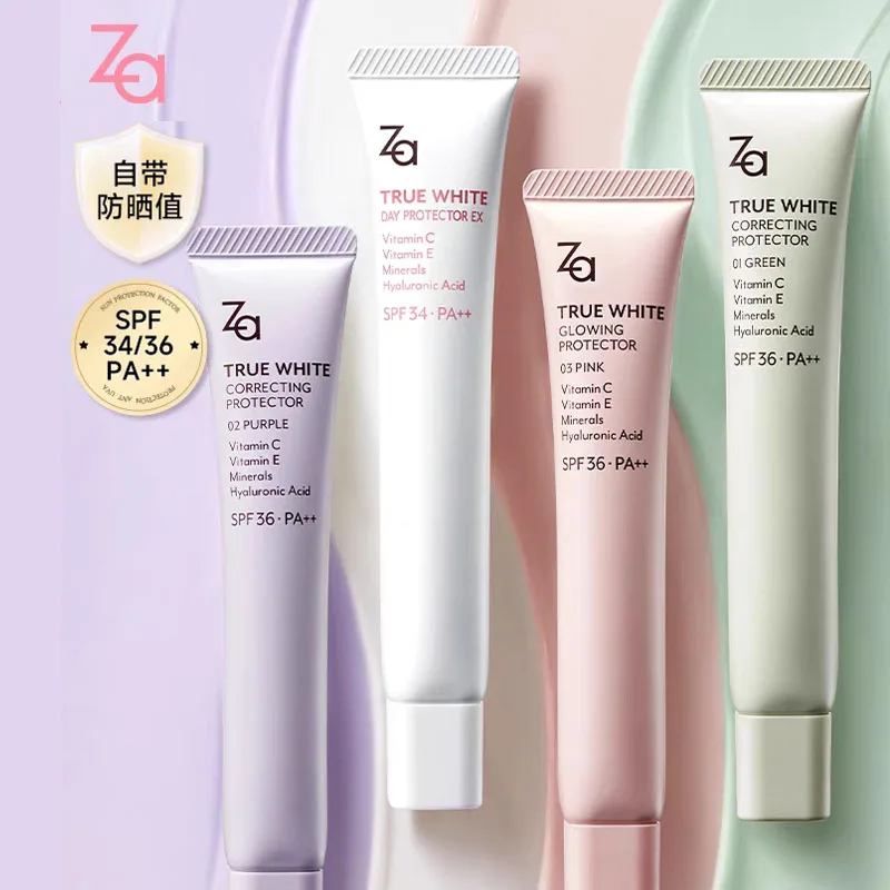 Za Isolation Cream Primer 3 في 1 مسام غير مرئية تفتيح البشرة ترطيب خافي عيوب البشرة قاعدة مكياج واقي من الشمس وجه برايم