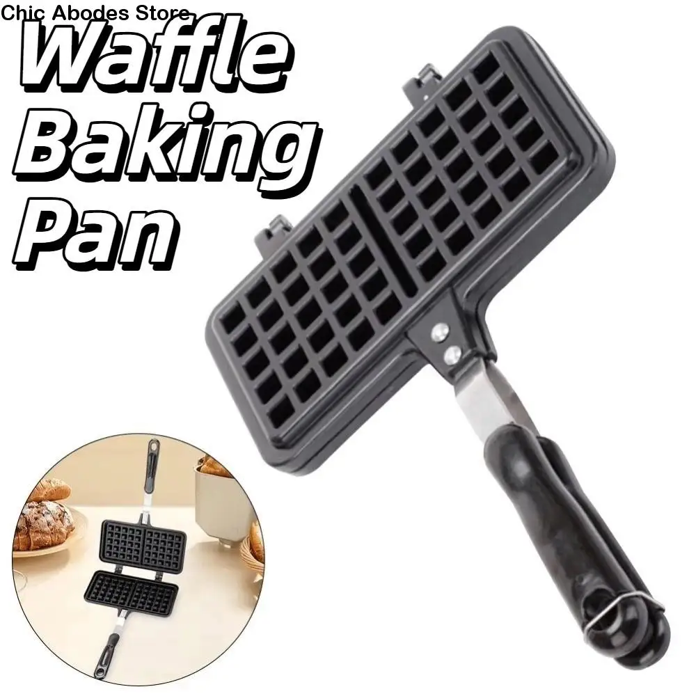 

Cast Aluminum Waffle Baking Pan Long Handle Double-Sided Waffle Mold Pan Durable Non-stick Waffle Maker Machine Baking