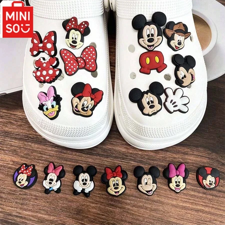 MINISO 19pcs Mickey Gloves Shoe Charms Set For Clogs Bogg Bag Bubble Slides Sandals, PVC Shoe Decorations Beach Bag Accessories