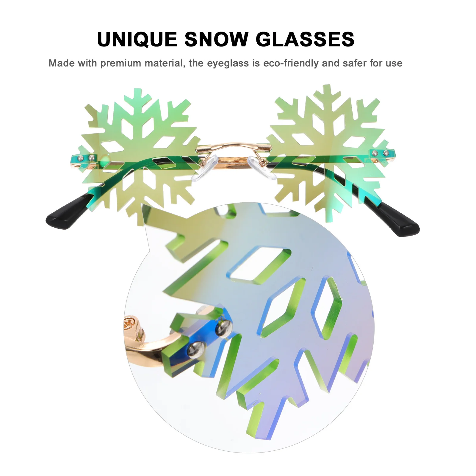 

1Pcs Gold Frame Funny Snowflakes Sunglasses Lightweight Party Glasses for Festival Photo Props Cosplay Party Supplies Decor
