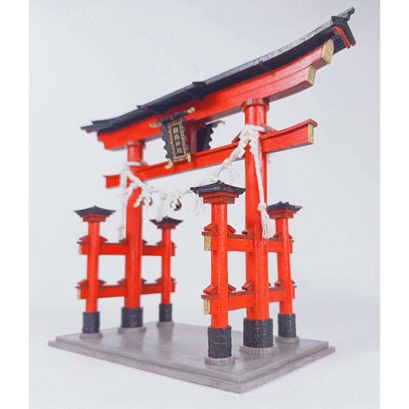 DIY Wooden Doll Houses Itsukushima Shinto Shrine Japanese Construction Miniature Building Kits with Furniture Dollhouse Gifts