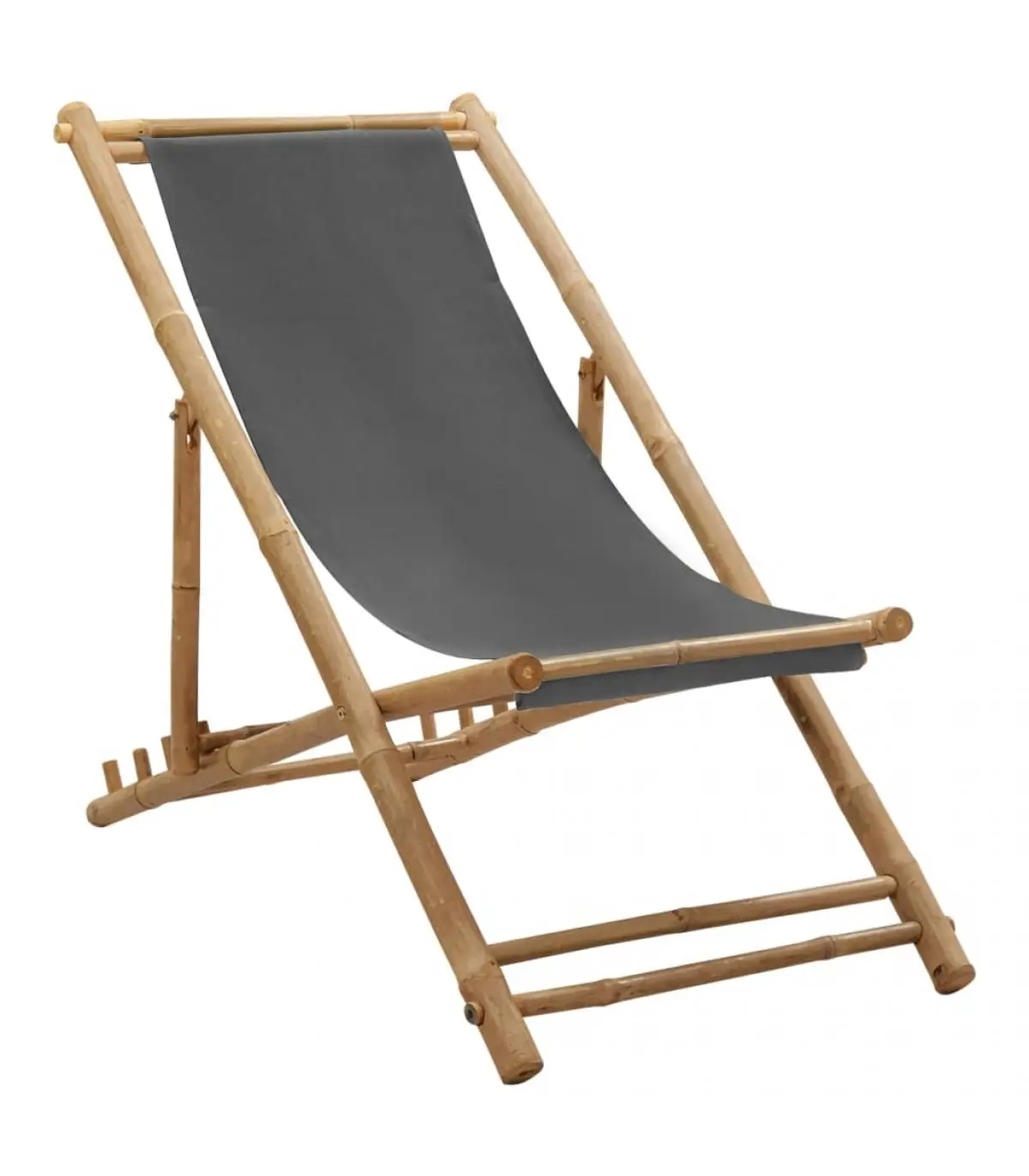 Dark gray canvas bamboo lounger garden chairs