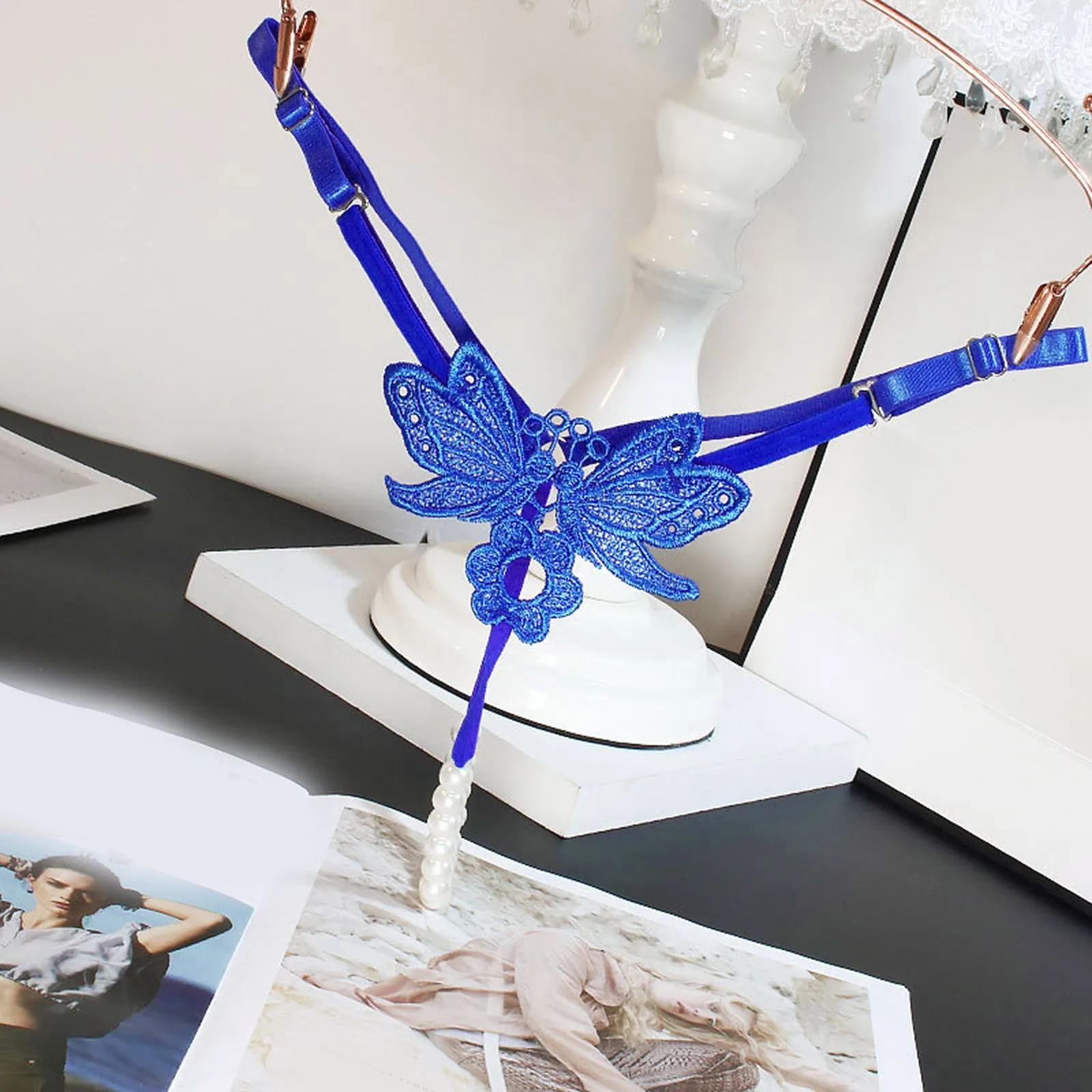 Women Foloral Embroidered Hollow Butterfly Underpants Sexy Low Waist Lace Up Underwear Brief Open Cu