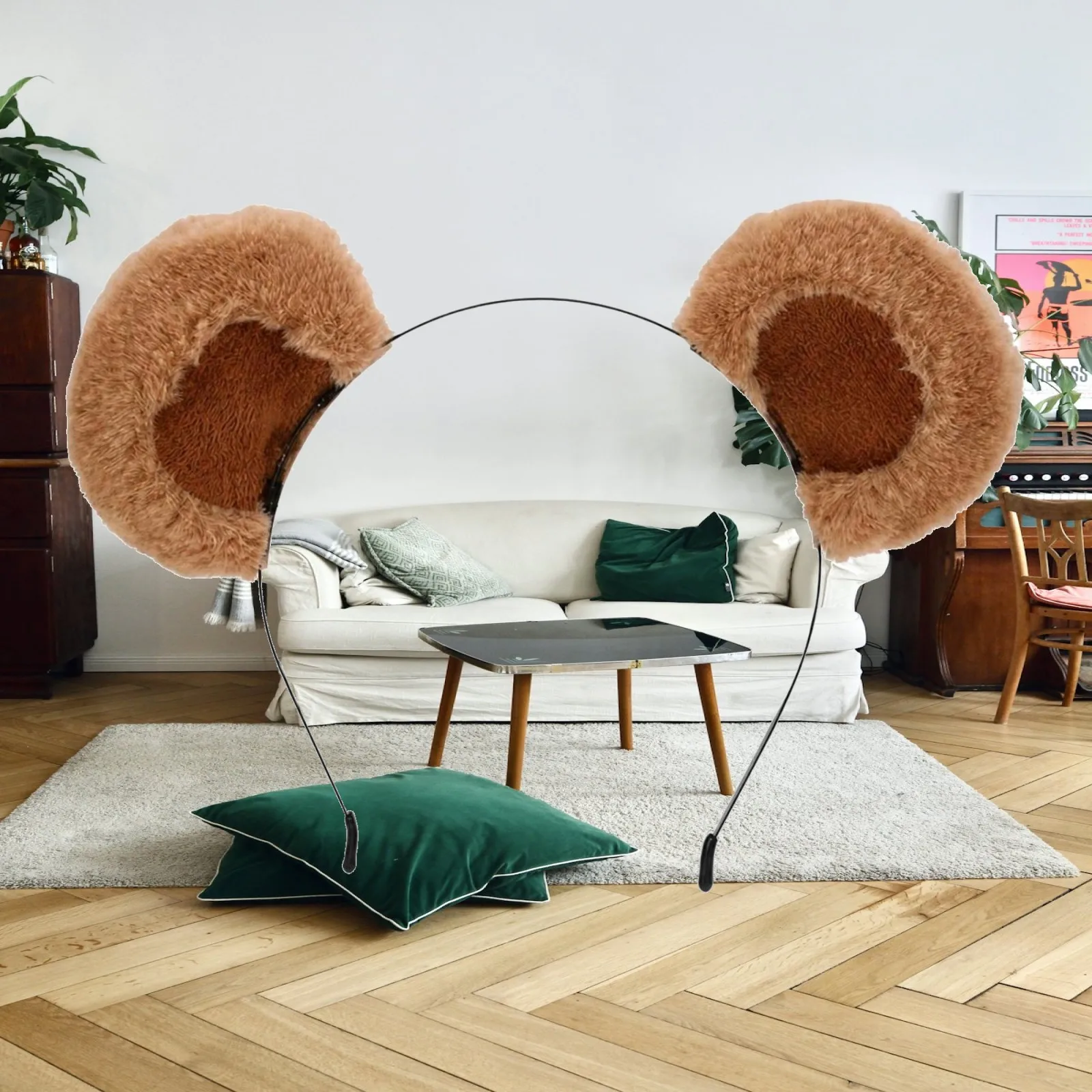 Plush Fuzzy Cartoon Hair Hoop for Women Cute Bear Ears Headband Hair Accessories Soft Fabric Headbands for Skincare