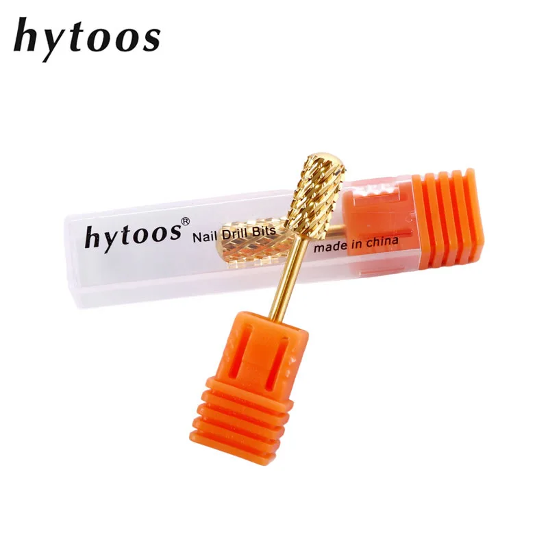 HYTOOS Punta da trapano per unghie in metallo duro con canna liscia dorata 3/32 Bava per manicure Rimuovi gel Macchina elettrica Trapani Accessori Fornitore