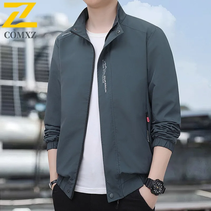 

COMXZ Lightweight Windbreaker Coat Brand Luxury Anti Wrinkle Outdoor Office Business Jackets Solid Color Arcteryx with No Hood