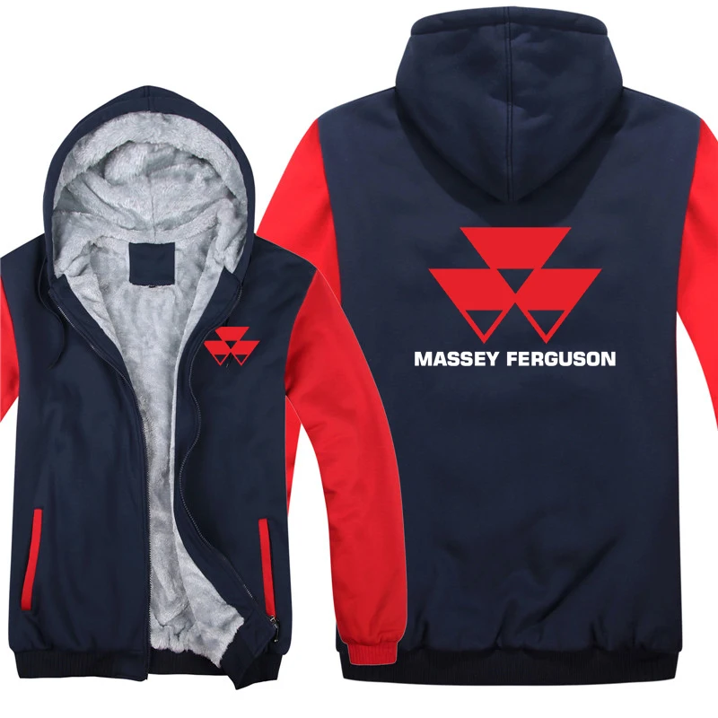 Massey Ferguson Hoodies Mens Zipper Coat Fleece Thicken Agriculture Farm Tractors Sweatshirt Mans Clothing