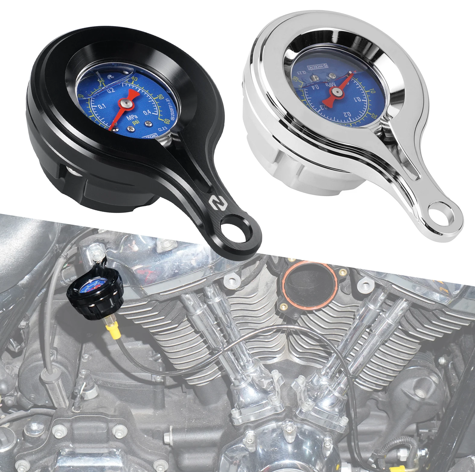 

NICECNC Oil Pressure Gauge Kit for Harley Road King/Special FLHR/XS Street Glide/Special FLHX/S/SE Ultra Limited FLHTK 2017-2024