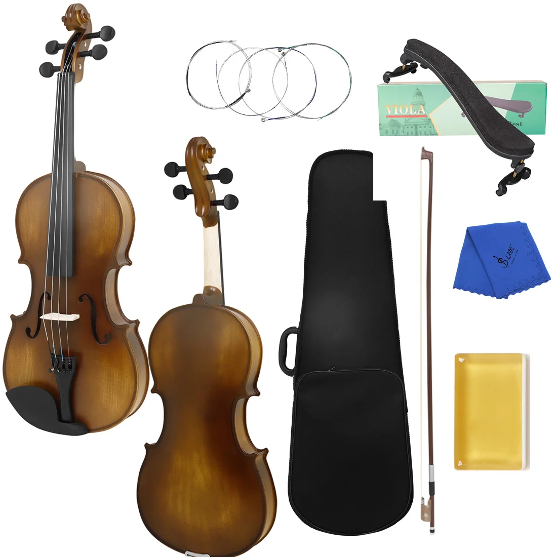 Retro Viola Spruce Panel Material Acoustic Viola with Case Bow Rosin Strings Shoulder Rest Accessories for Beginner