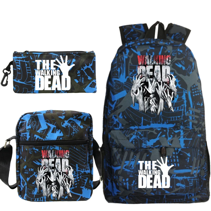 

3pcs The Walking Dead Backpack Set Students School Bags Teens Outdoor Travel Bagpack Large Capacity School Bag for Boys Girls