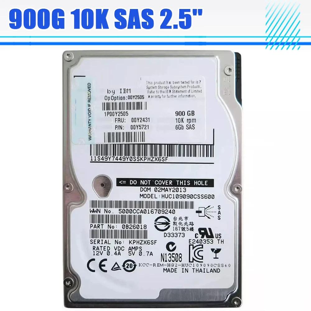 

00Y5803 HDD 900G 10K SAS 2,5 ''V5000 жесткий диск 00Y5785 для IBM