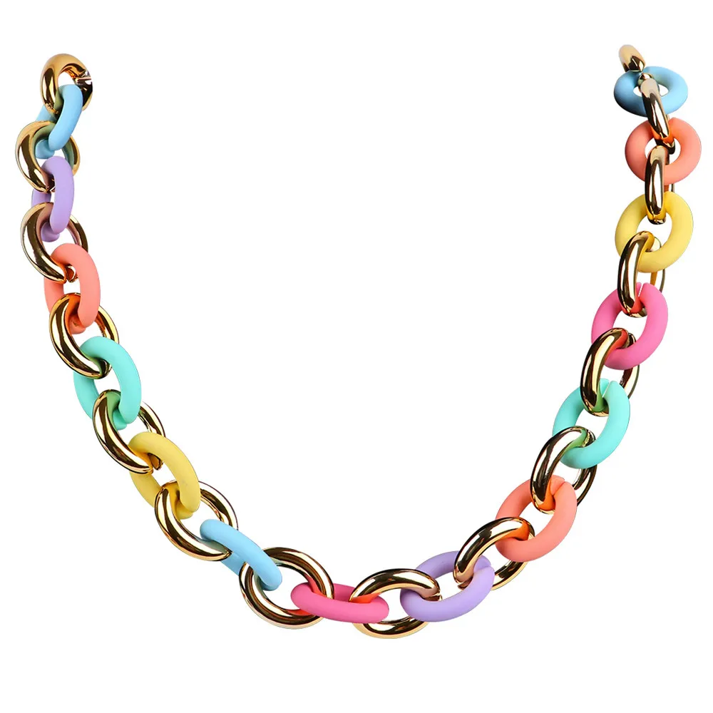 FishSheep Fashion Acrylic Chain Choker Necklace For Women Bohemian Colorful Thick Long Chain Collar Pendant Necklace Jewelry y2k