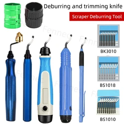 Edge Cutter Deburring Tool with Cutter Handle BS1010 BS1018 Burr Trimming Knife for Copper Aluminum Steel Plastic Wood Rubber
