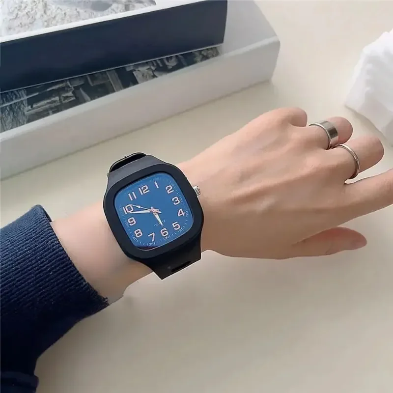 Square Large Dial Women'Watches Quartz Silicone Strap Student Wristwatches Multicolor Casual Clock for Ladies Gift No Bracelet