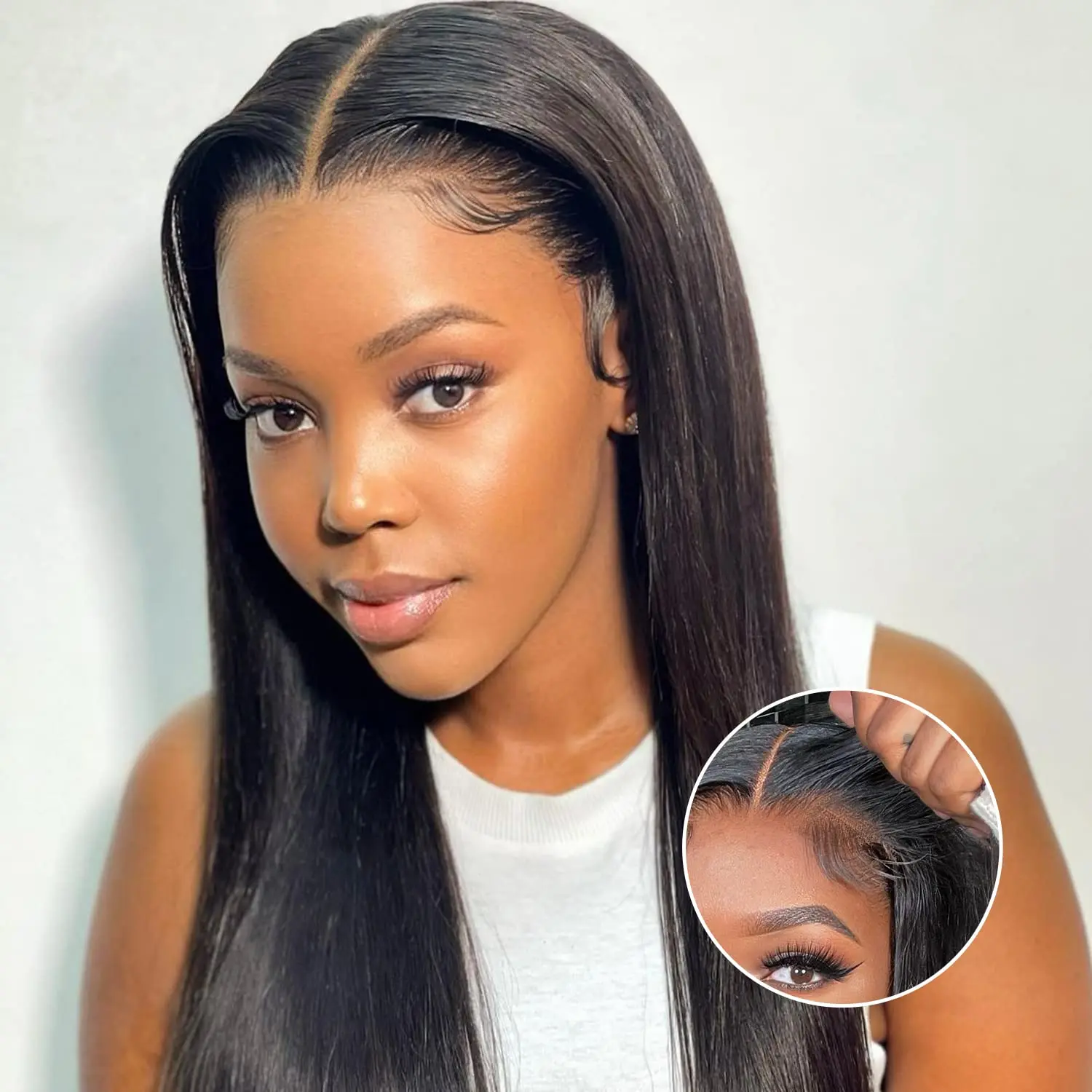 13x4 13x6 Bone Straight Brazilian Lace Front Wig Human Hair Glueless HD Transparent Full Lace Frontal Wig Pre Plucked for Women